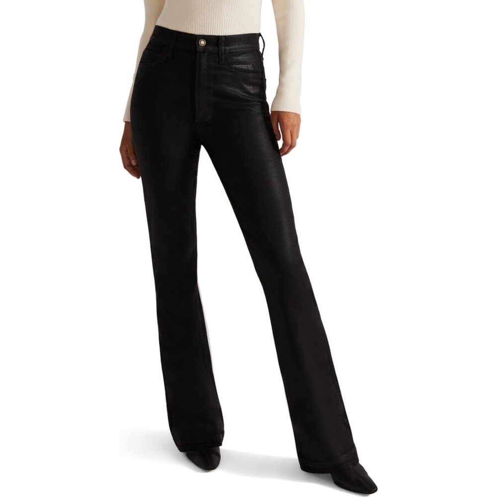 Favorite Daughter‎ Valentina Shortie Boot Coated Jeans Obsidian Black size 18 34